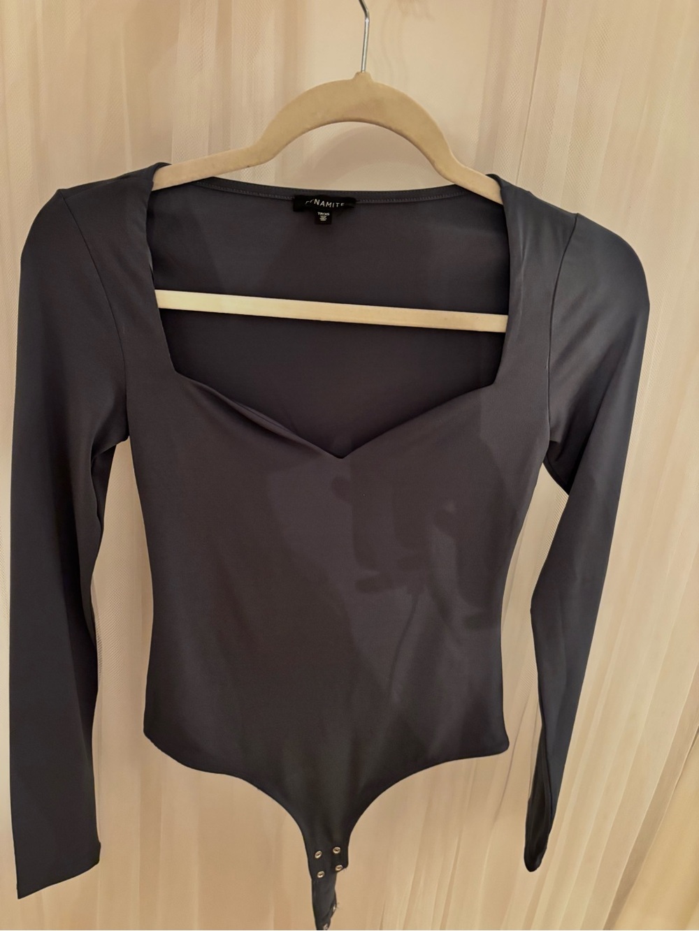 Dynamite muted Myrtle green curved body suit